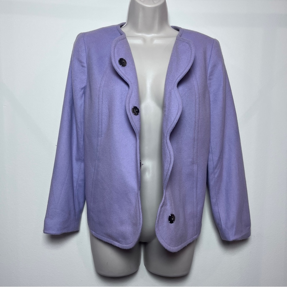 Talbots Wool Lavender Scalloped Classic Women's Old Money Jacket - Picture 3 of 15